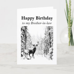 Happy Birthday Brother-in-law Vintage Stag, Deer Karte