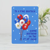 Happy Birthday Brother Juli Patriotic Balloons (Stehend Vorderseite)