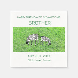 Happy Birthday Brother, Niedlich und Happy Zebras Serviette