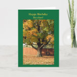 Happy Birthday Brother!  Old Balling. Karte<br><div class="desc">Happy Birthday Cards,  greetings for a brother.   Wonderful old tiring brings back shared childhood memories.  Being on hat Maple Tree in the fall is an added bonus!   Thank you for your purchases!</div>