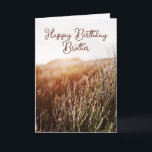 Happy Birthday Brother - Rustic Birthday Card Feiertagskarte<br><div class="desc">Benutzerdefinierte Geburtstagskarte mit rustikalem Sonnenuntergang-Foto mit "Happy Birthday Brother" in Schrift-Typografie. Farbige Innenausstattung und Rücken. Auch für Instant Download verfügbar,  um einfach mit Freunden und Familie zu teilen.</div>