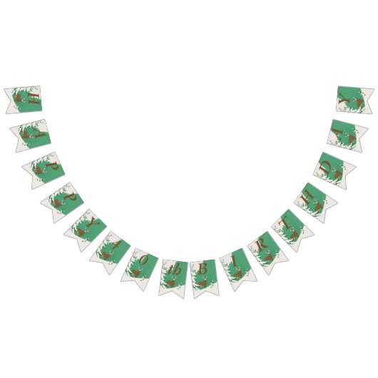 Happy Birthday Brown Deer in Snow by Pine Tree Wimpelkette (Alle)