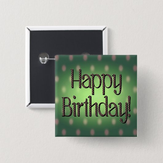 Happy Birthday Brown Polka Dot Text Green Bkgrd Button (Vorne & Hinten)