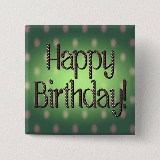Happy Birthday Brown Polka Dot Text Green Bkgrd Button (Vorderseite)