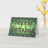 Happy Birthday Brown Polka Dot Text Green Bkgrd Karte (Gelbe Blume)