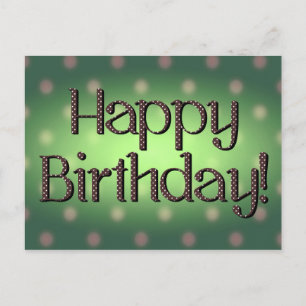 Happy Birthday Brown Polka Dot Text Green Bkgrd Postkarte