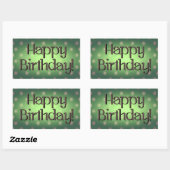 Happy Birthday Brown Polka Dot Text Green Bkgrd Rechteckiger Aufkleber (Blatt)