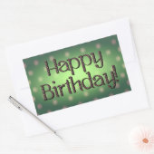 Happy Birthday Brown Polka Dot Text Green Bkgrd Rechteckiger Aufkleber (Umschlag)