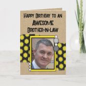 Happy Birthday Bruder auf dem Foto gelb Karte (Vorderseite)