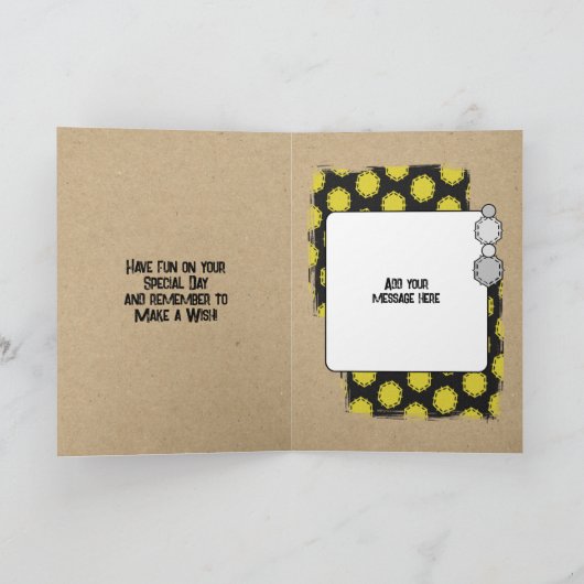 Happy Birthday Bruder auf dem Foto gelb Karte (Innenseite)