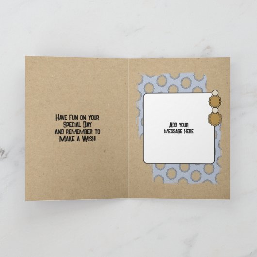 Happy Birthday Bruder Foto blau Karte (Innenseite)