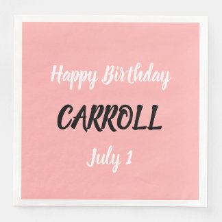 Happy Birthday Brush Pinselstrich Script Rosa Serviette