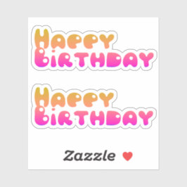 Happy Birthday Bubble Design Pink Gelb Aufkleber