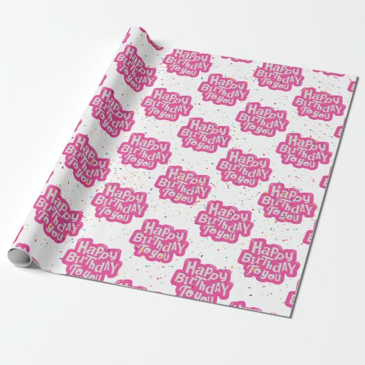 Happy Birthday Bubble Text Geschenkpapier (Ungerollt)