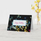 Happy Birthday Bubbles Custom Text Gruß Karte (Gelbe Blume)