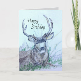 Happy Birthday Buck Deer Animal Wildlife Karte