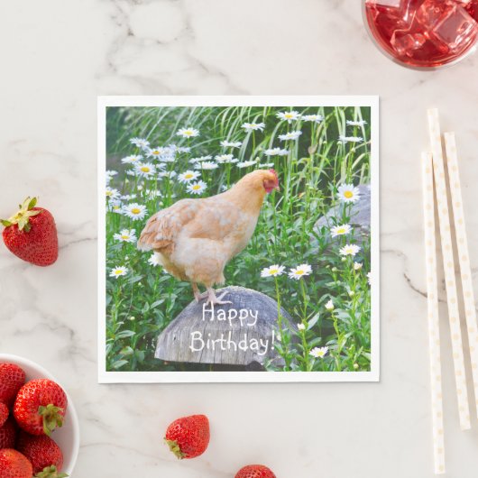 Happy Birthday Buff Orpington Chicken Serviette (Beispiel)