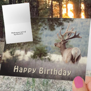 Happy Birthday Bull Elk Fotovorlage Karte
