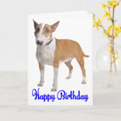 Happy Birthday Bull Terrier Puppy Dog Karte (Gelbe Blume)