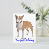 Happy Birthday Bull Terrier Puppy Dog Postkarte (Stehend Vorderseite)