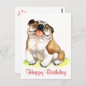 Happy Birthday Bulldog Puppy Begrüßung Postkarte (Vorne/Hinten)