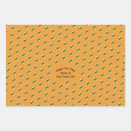 Happy Birthday Bumble Bees Set 3 Geschenkpapier Set (Vorderseite)
