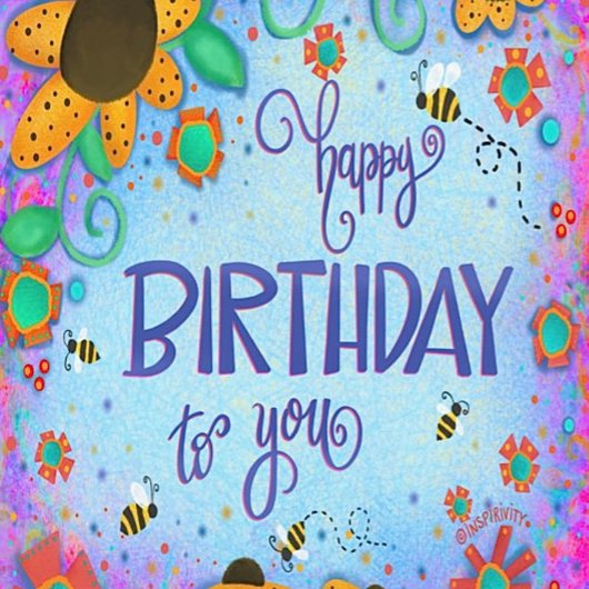 Happy Birthday Bumblebee Whimsical Blume Karte