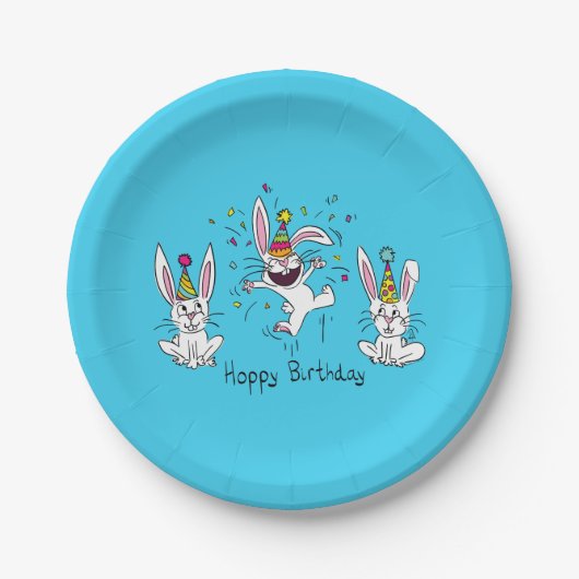 Happy Birthday Bunnies Paper Tellers Pappteller (Vorderseite)