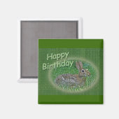 Happy Birthday Bunny Rabbit CordItems Magnet (Vorderseite/Rückseite)