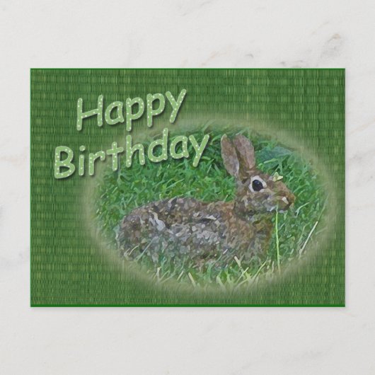 Happy Birthday Bunny Rabbit CordItems Postkarte (Vorderseite)