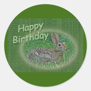Happy Birthday Bunny Rabbit CordItems Runder Aufkleber