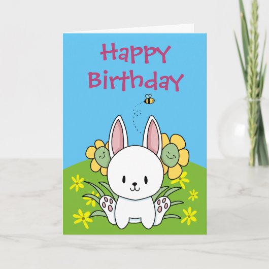 Happy Birthday Bunny Rabbit Karte (Vorderseite)