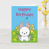 Happy Birthday Bunny Rabbit Karte (Gelbe Blume)