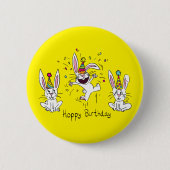 Happy Birthday Bunny Rabbits Kinder Niedlich Button (Vorderseite)