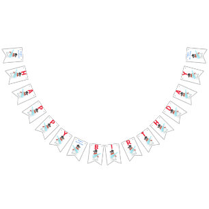 Happy Birthday Bunting Flags Snowman mit Gitarre Wimpelkette