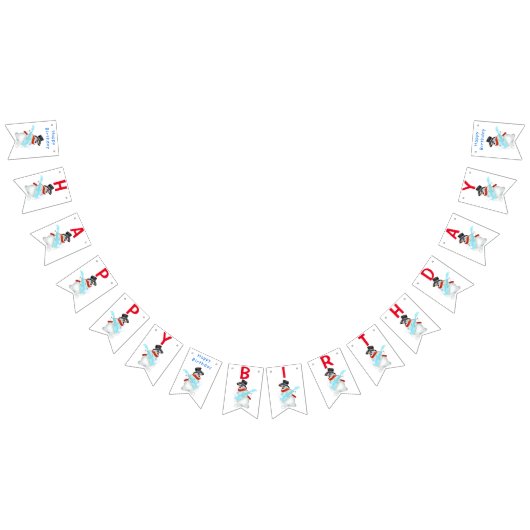 Happy Birthday Bunting Flags Snowman mit Gitarre Wimpelkette (Alle)