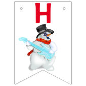 Happy Birthday Bunting Flags Snowman mit Gitarre Wimpelkette (Zweite Fahne)