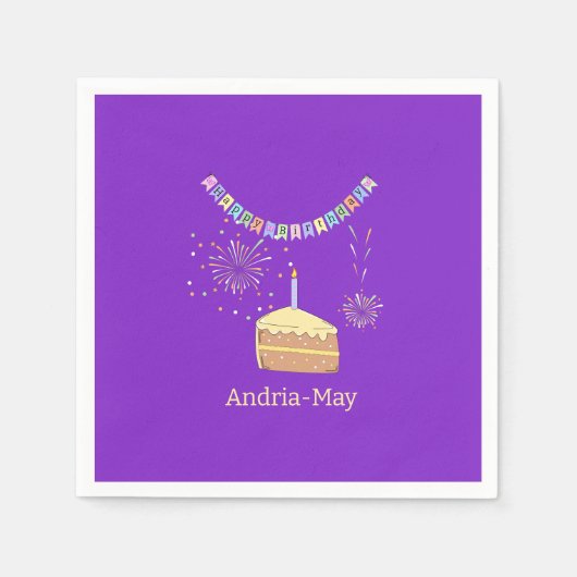 Happy Birthday Bunting Party Serviette (Vorderseite)