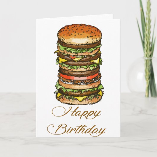 Happy Birthday Burger Style Karte (Vorderseite)