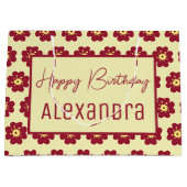 Happy Birthday Burgundy Blossom Große Geschenktüte (Vorderseite)