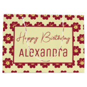 Happy Birthday Burgundy Blossom Große Geschenktüte (Rückseite)