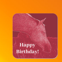 Happy Birthday Burgundy Red Horse Head