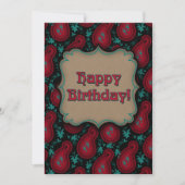 Happy Birthday Burgundy Red Paisley Mitteilungskarte (Vorderseite)