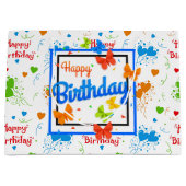 Happy Birthday Butterflies Große Geschenktüte (Vorderseite)