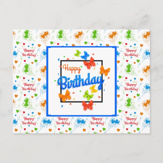 Happy Birthday Butterflies Postkarte (Vorderseite)