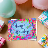 Happy Birthday Butterfly Floral Girly Karte