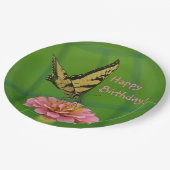 Happy Birthday Butterfly Garden Pappteller (Schrägansicht)