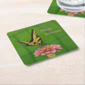 Happy Birthday Butterfly Garden Rechteckiger Pappuntersetzer (angewinkelt)