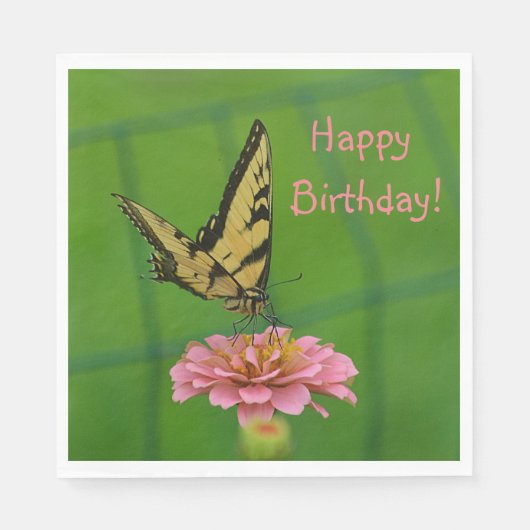 Happy Birthday Butterfly Garden Serviette (Vorderseite)