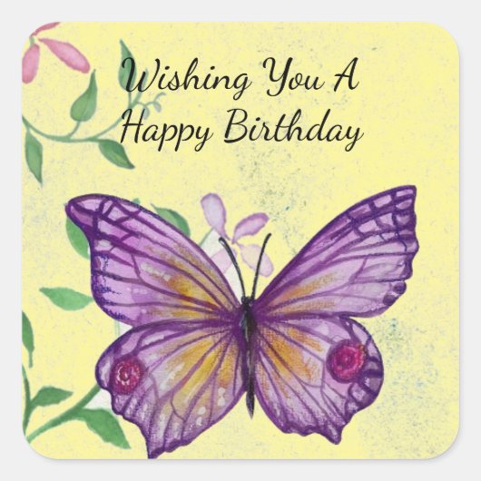 Happy Birthday Butterfly Sticker (Vorderseite)
